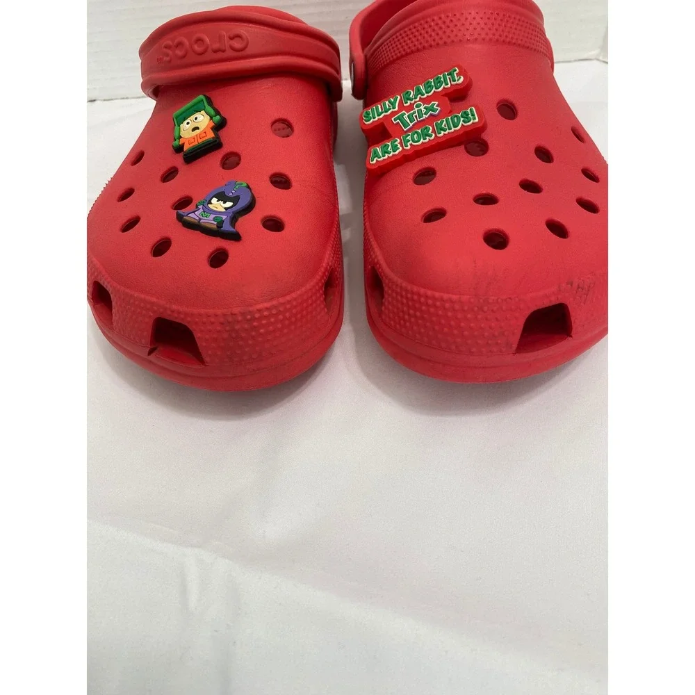 Crocs Classic Clogs Men 12 Red South Park Trix Jibbitz Charms Comfort Shoes